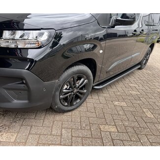 Peugeot Expert Citroen Jumpy Sidebars met RVS trede L2/L3 Zwart Gepoedercoat