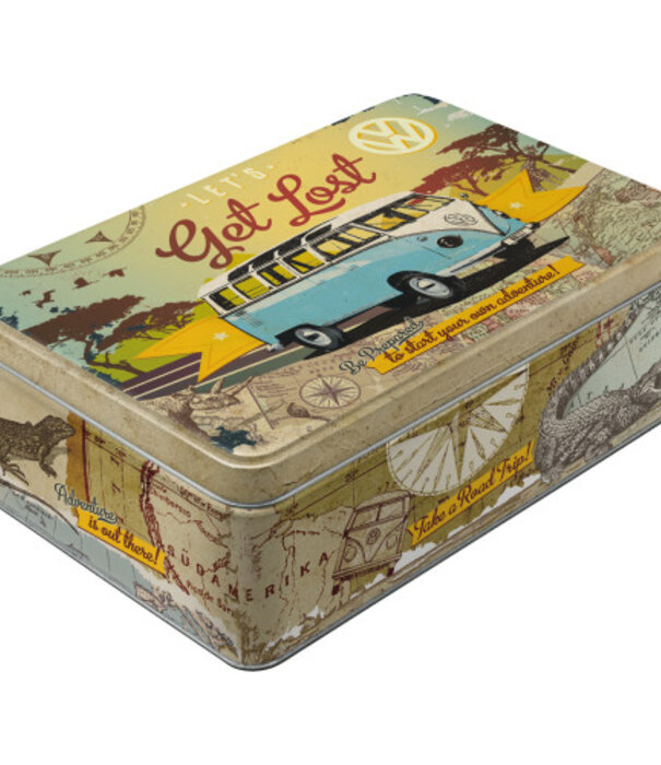 Nostalgic Art flat tin box - let's get lost VW