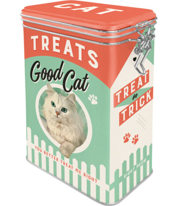 Nostalgic Art blikken bewaardoos met clip - treats good cat