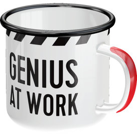 enamel mug - genius at work