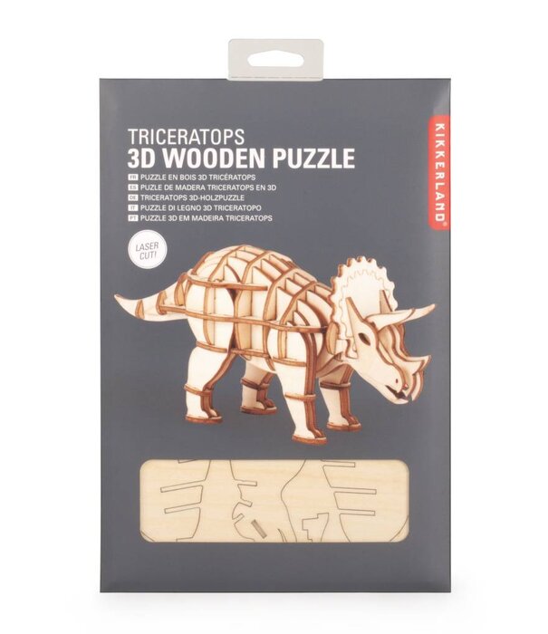 Kikkerland 3D houten puzzel - triceratops
