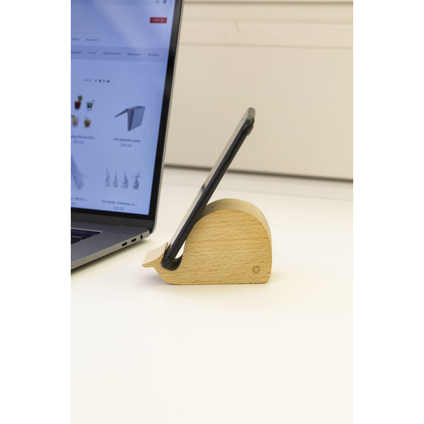 wooden mobile phone holder - whale