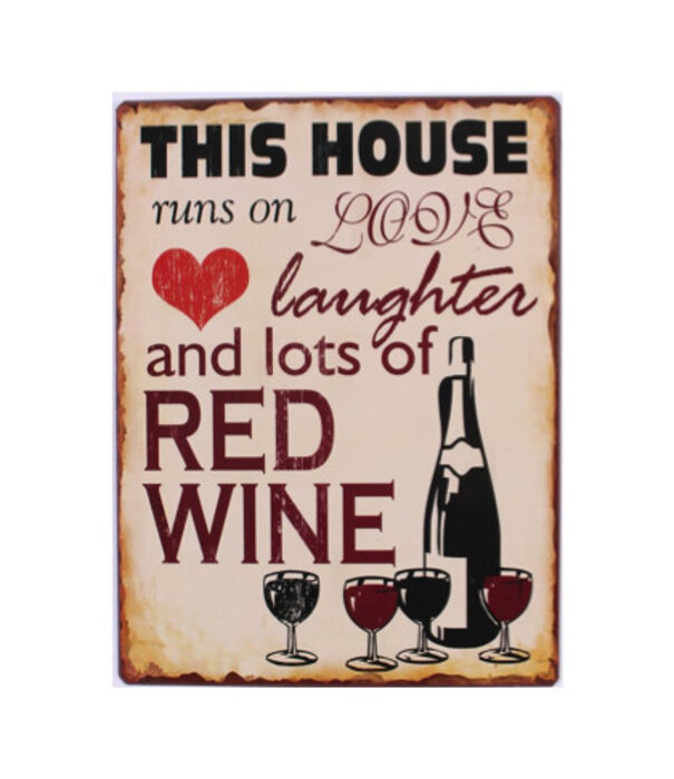 Jelly Jazz metal sign - this house runs on love...