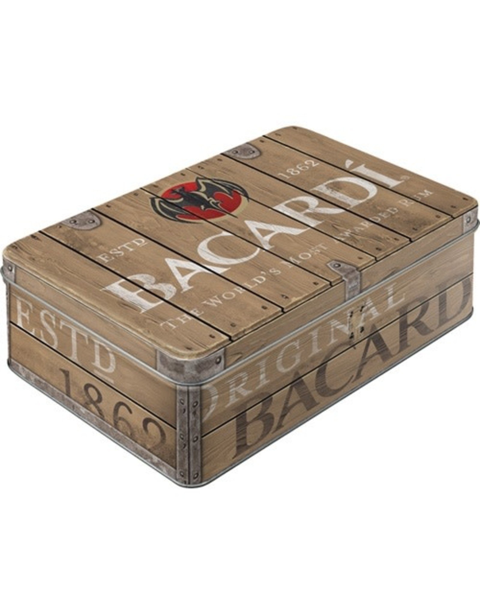 Nostalgic Art platte blikken doos met opschrift "Bacardi"