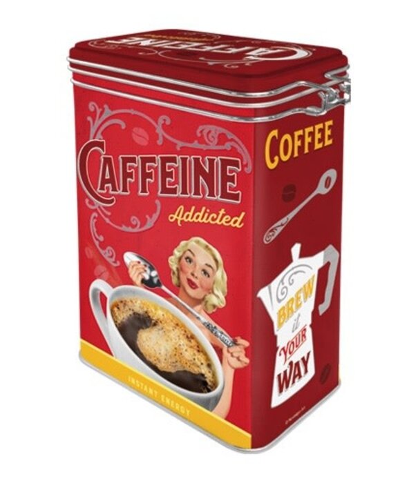 Nostalgic Art blikken doos met clip - caffeine addicted