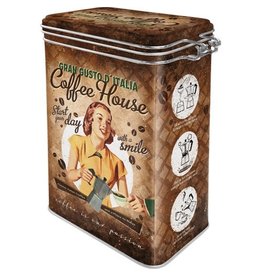 Nostalgic Art blikken doos met clip - coffee house