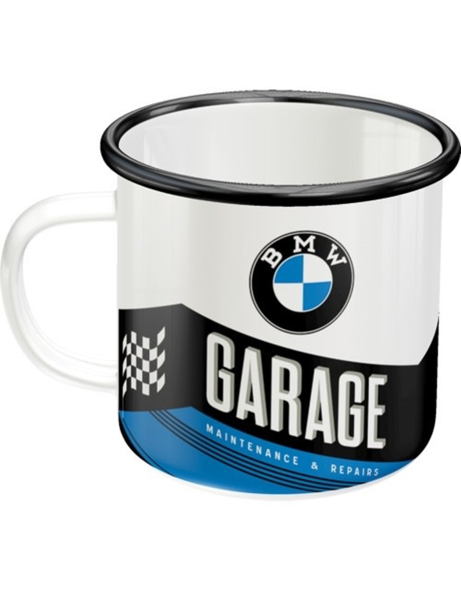 Jelly Jazz enamel drinking cup - BMW garage