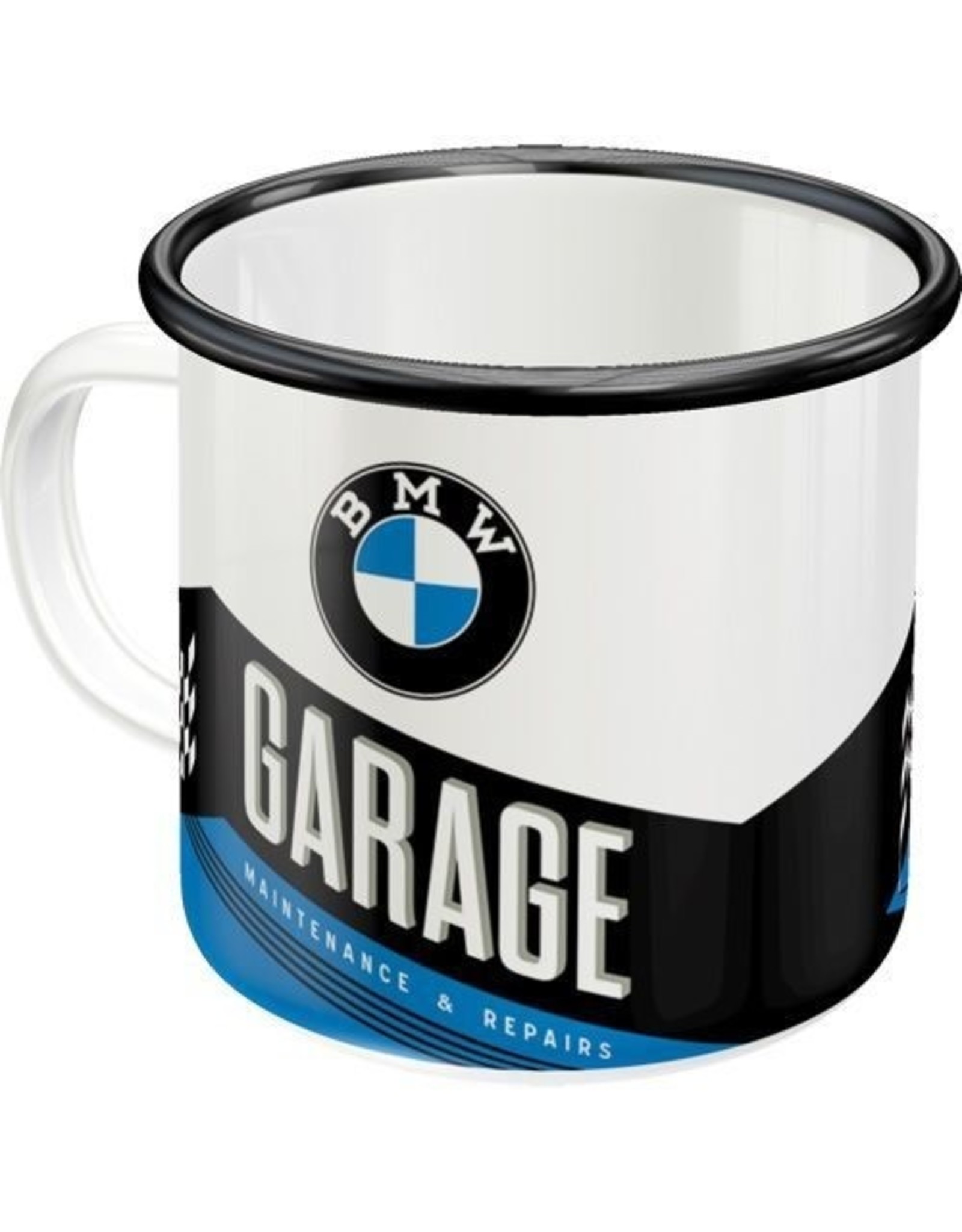 Jelly Jazz enamel drinking cup - BMW garage