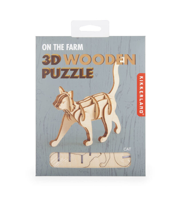 Kikkerland 3D wooden puzzle of a cat