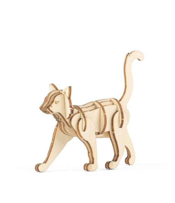 Kikkerland 3D wooden puzzle of a cat