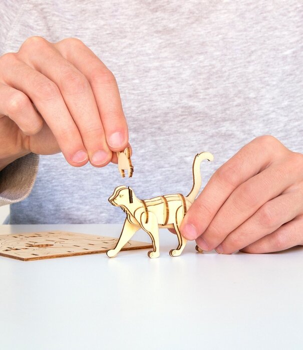 Kikkerland 3D houten puzzel van een kat