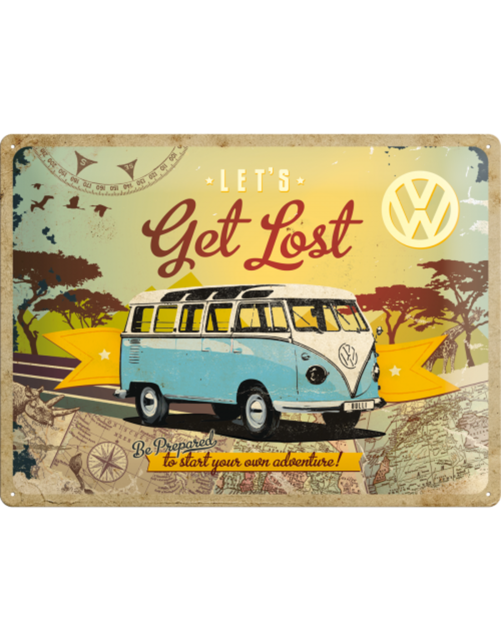 Nostalgic Art metalen bord - 30x40 - let's get lost VW