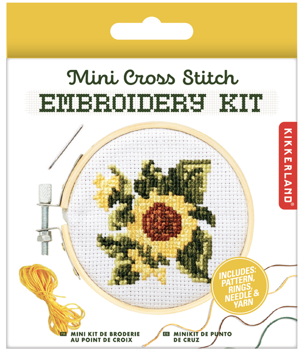 Kikkerland mini cross stitch embroidery kit - sunflower