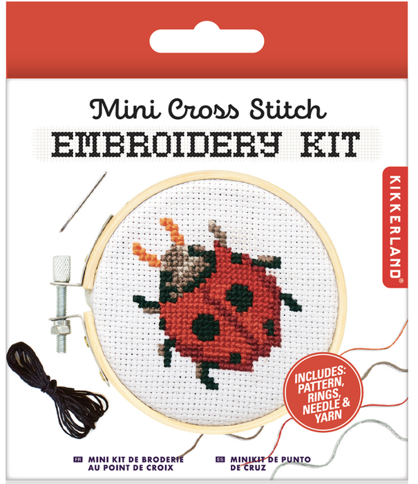 Kikkerland mini cross stitch embroidery kit - ladybug