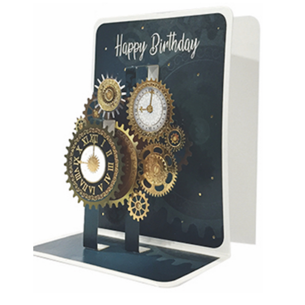 Jelly Jazz birthday card - pop up - clock