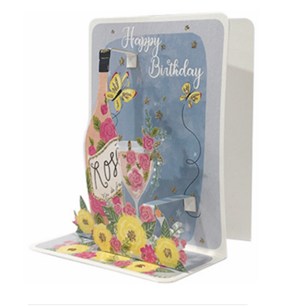 Jelly Jazz birthday card - pop up - aperitif rose