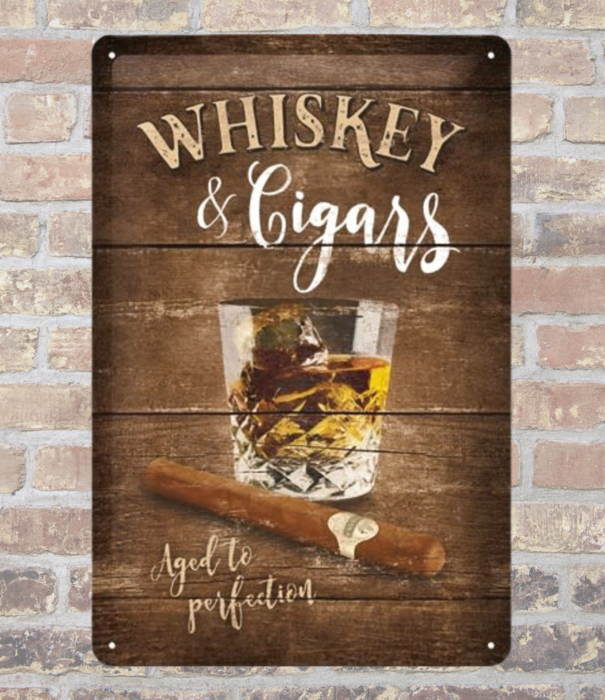 Nostalgic Art bord - 20x30 - whiskey & cigars
