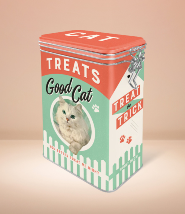 Nostalgic Art clip top box - treats good cat