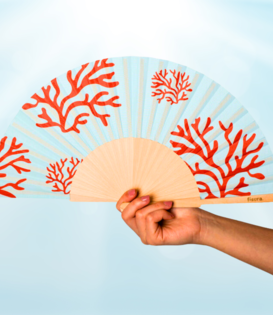 textile fan - corals