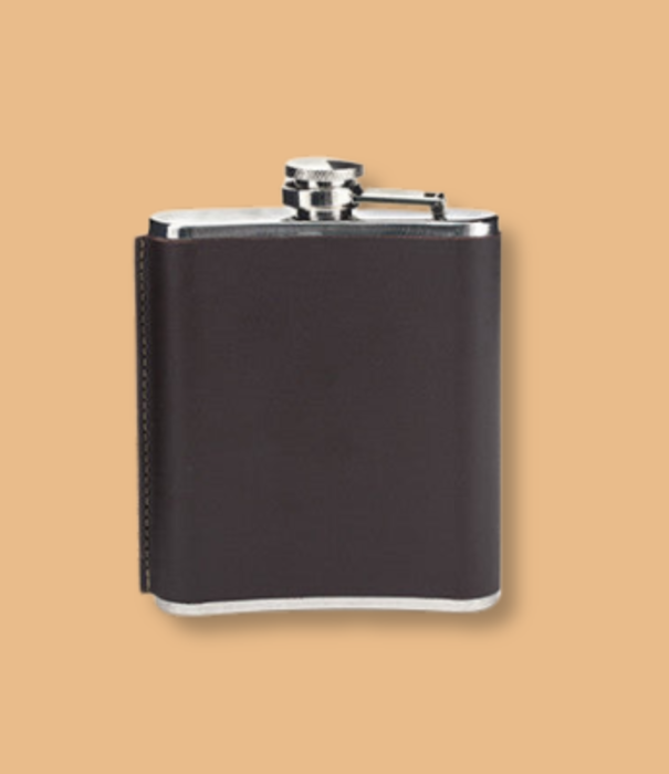 Kikkerland hip flask with leather cover
