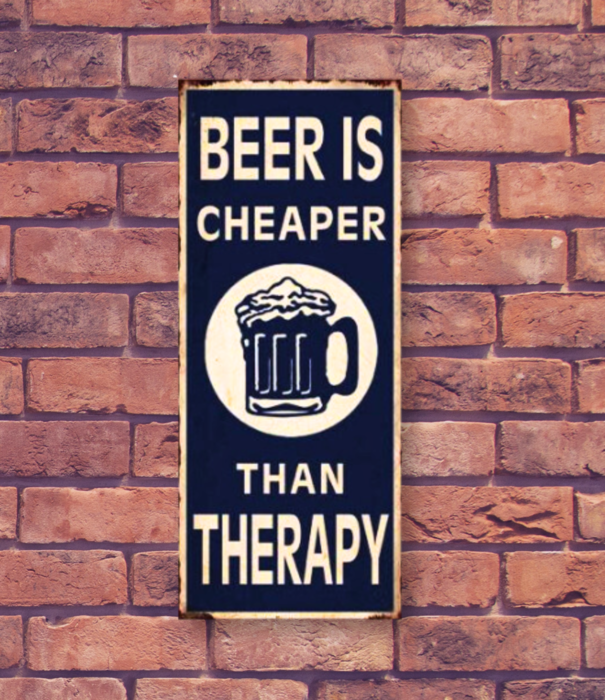 Jelly Jazz sign - beer is cheaper than therapy