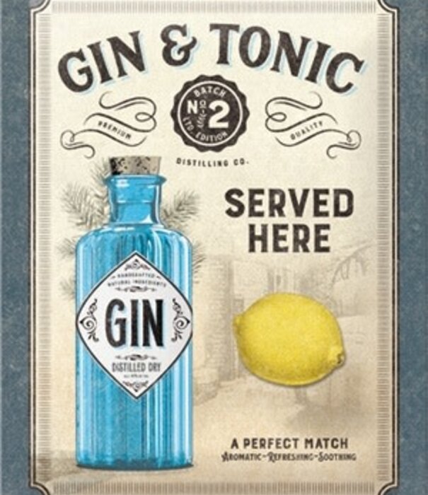 Nostalgic Art bord - 15x20 - gin & tonic