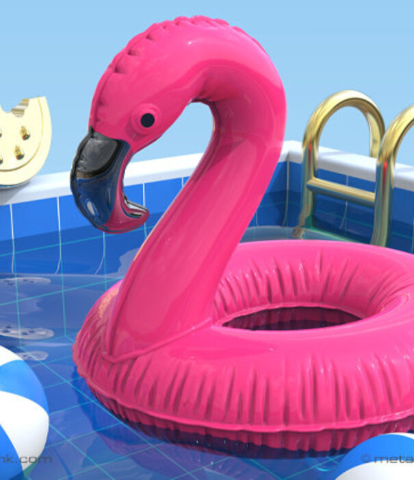 Metalmorphose sleutelhanger - flamingo floatie