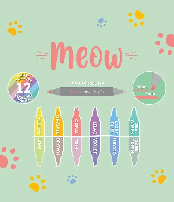 Legami dual-tip highlighters - kitty (set of 6)