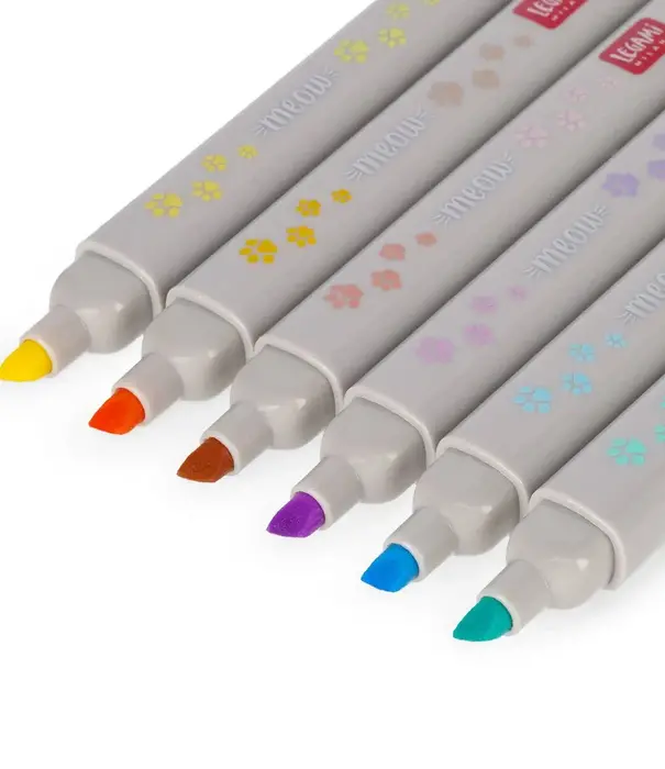 Legami dual-tip highlighters - kitty (set of 6)