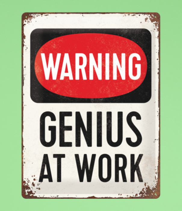 Nostalgic Art metal sign - 30x40 - warning genius at work