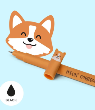 uitwisbare pen - corgi (zwarte inkt)