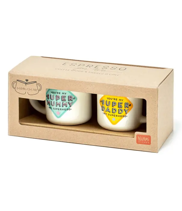 Legami espresso mugs - super mummy & super daddy