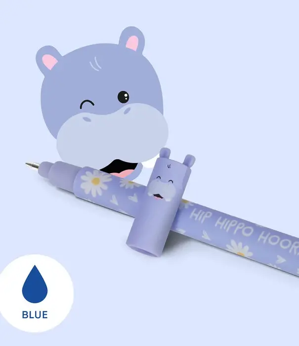 Legami erasable pen - hippo (blue ink)