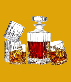 whiskey decanter & glasses