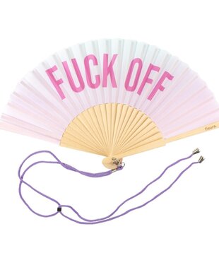 textile fan - fuck off (pink)