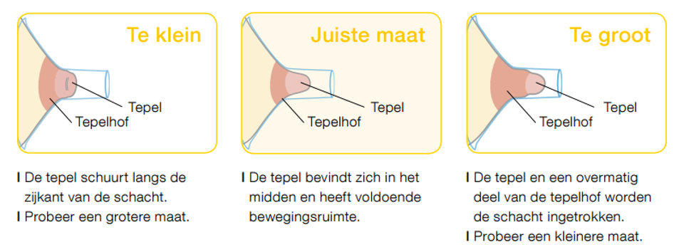 Maattabel Medela fit borstschilden