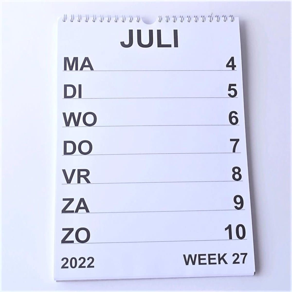 verwerken Betrouwbaar Likeur Grootletter weekkalender A3 2022 - Zorgcomfort De Kempen