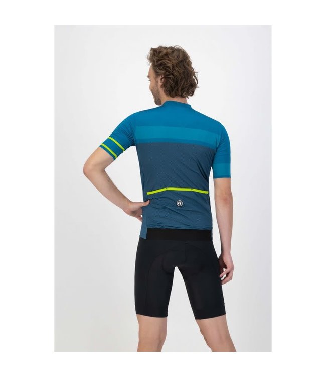 Rogelli Rogelli Block KM Wielershirt Blauw/Lime