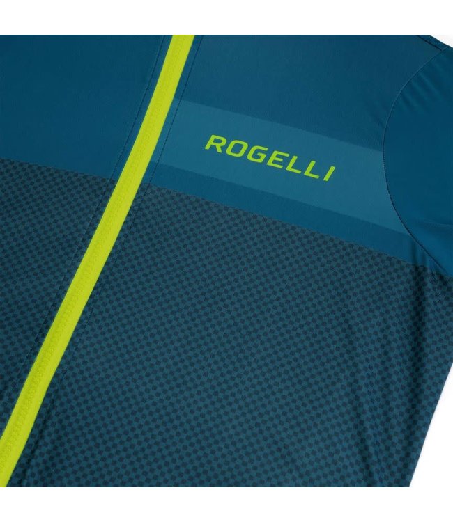 Rogelli Rogelli Block KM Wielershirt Blauw/Lime