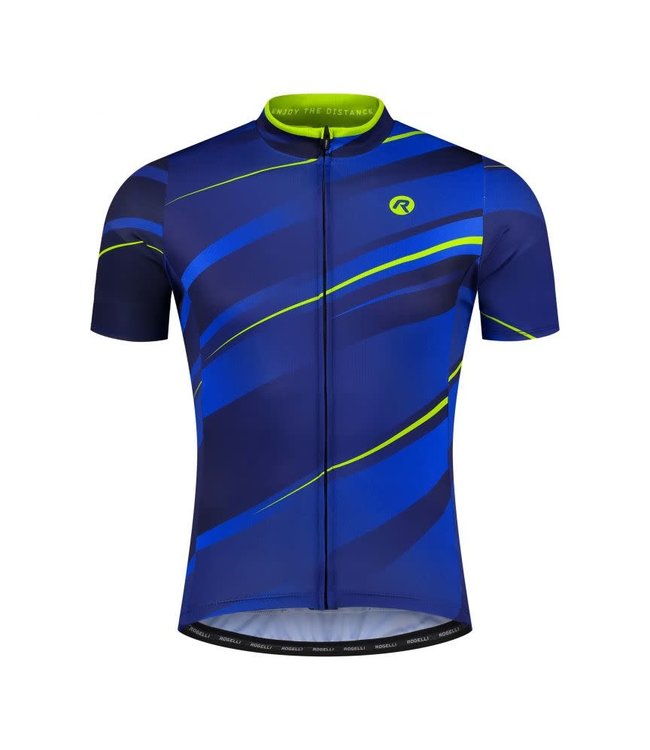 Rogelli Rogelli Buzz KM Wielershirt Blauw/Fluor-Geel