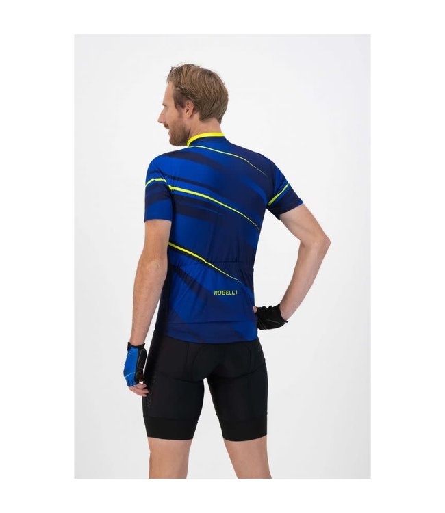 Rogelli Rogelli Buzz KM Wielershirt Blauw/Fluor-Geel