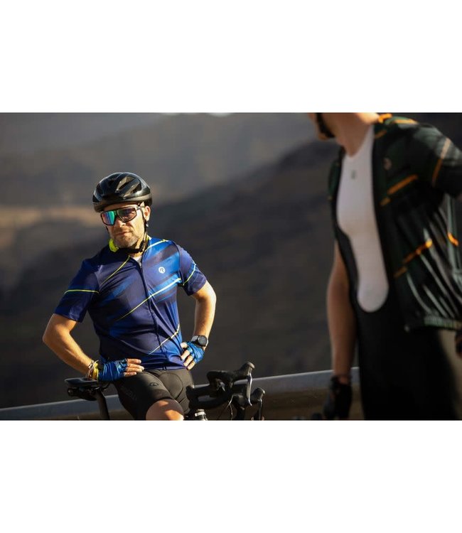 Rogelli Rogelli Buzz KM Wielershirt Blauw/Fluor-Geel