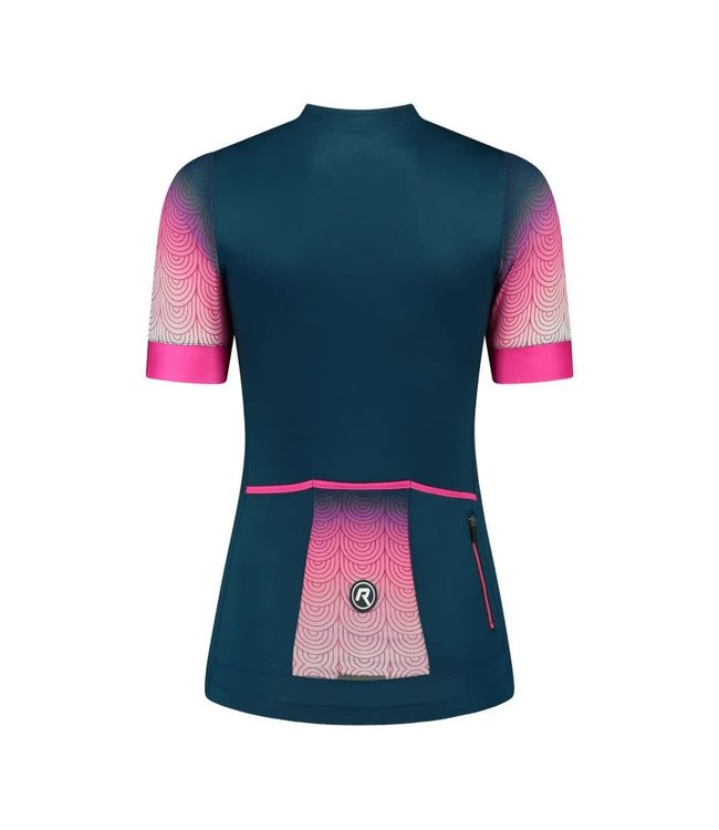 Rogelli Rogelli Waves Ladies KM Wielershirt Blauw/Roze