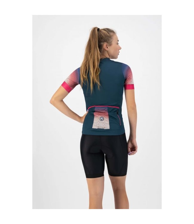 Rogelli Rogelli Waves Ladies KM Wielershirt Blauw/Roze
