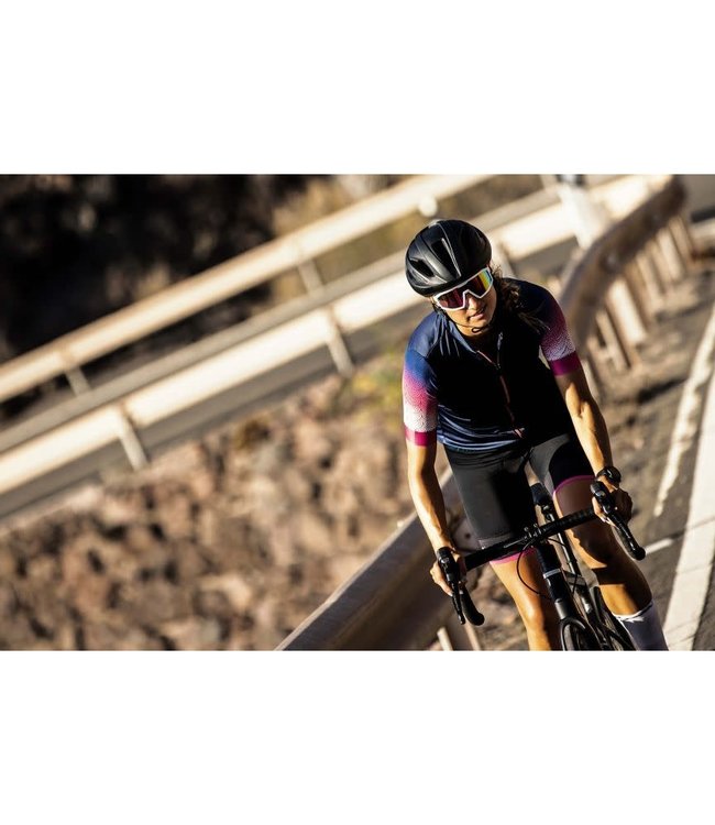 Rogelli Rogelli Waves Ladies KM Wielershirt Blauw/Roze