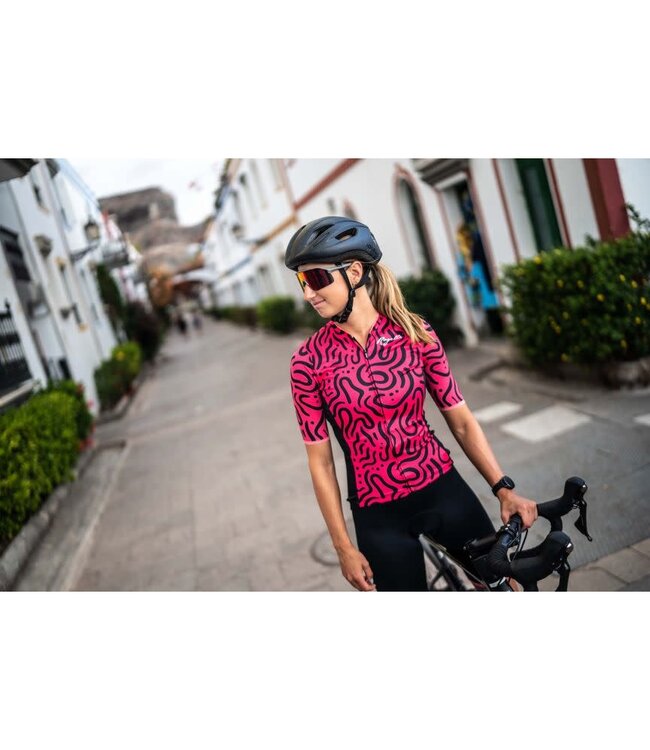 Rogelli Rogelli Abstract Ladies KM Wielershirt Roze/Zwart