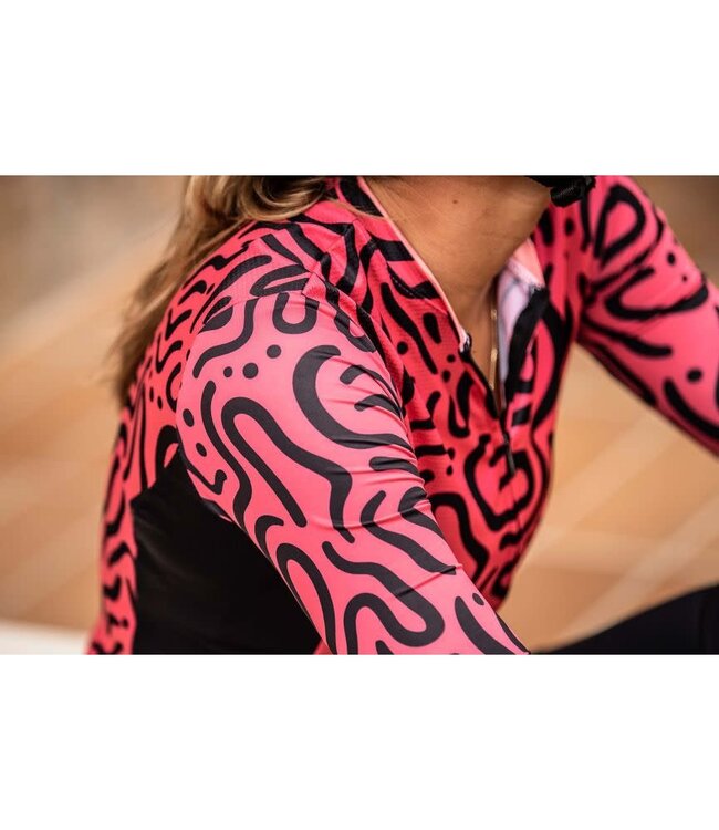 Rogelli Rogelli Abstract Ladies KM Wielershirt Roze/Zwart