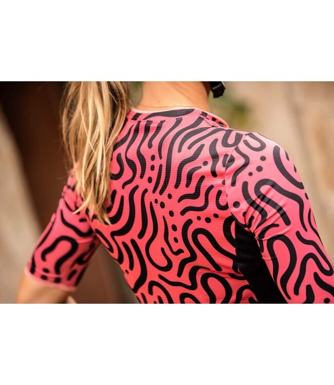 Rogelli Rogelli Abstract Ladies KM Wielershirt Roze/Zwart