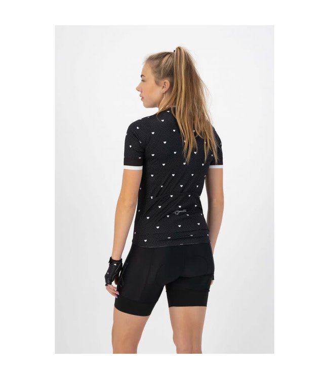 Rogelli Rogelli Hearts Ladies KM Wielershirt Zwart/Wit