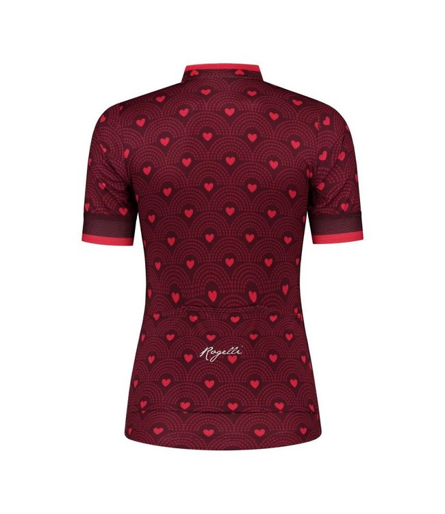 Rogelli Rogelli Hearts Ladies KM Wielershirt Bordeaux/Roze